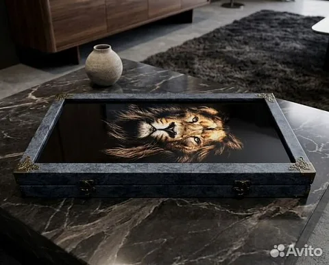 Нарды под стеклом «Царь зверей»