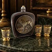 Подарочный набор фляжка кожа "Волки". Златоуст — фотография 1