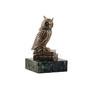 Статуэтка «Сова» на книгах и змеевике — фотография 2