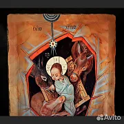 Икона деревянная "Рождество Христово" — фотография 4
