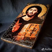 Икона деревянная " Спас Синайский" — фотография 4