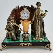 Часы «Каменный цветок» с малахитом и яшмой — фотография 2
