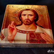 Икона "Христос Вседержитель" авторская техника — фотография 3