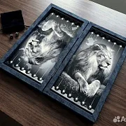Нарды под стеклом «Царь зверей» — фотография 2
