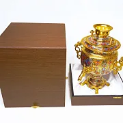 Сувенирный самовар "Золотой" — оригинальный подарок — фотография 7